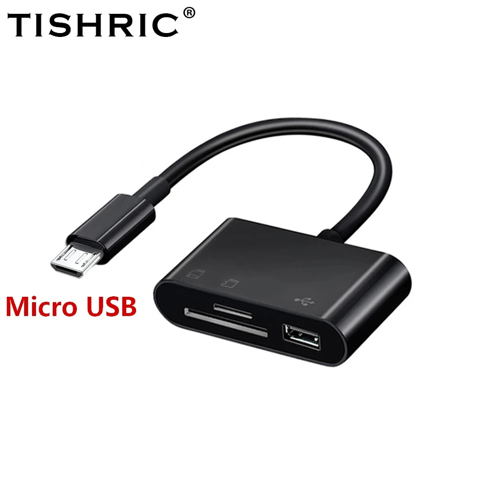 TISHRIC Micro USB Type C Adapter USB TF SD Card Reader USB-C Memory Card Adapter For Macbook Samsung Huawei XiaoMi Laptop Phone