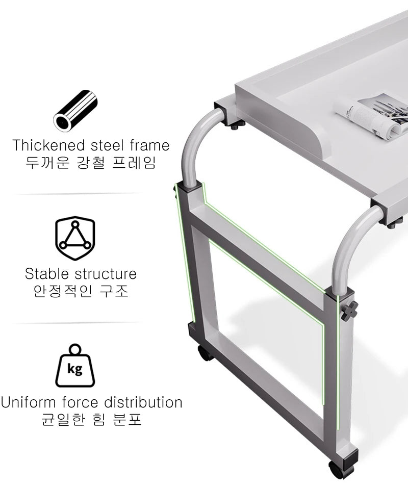 Laptop Computer Adjustable Height And Length Living Room Bedroom Movable Desk Overbed Table