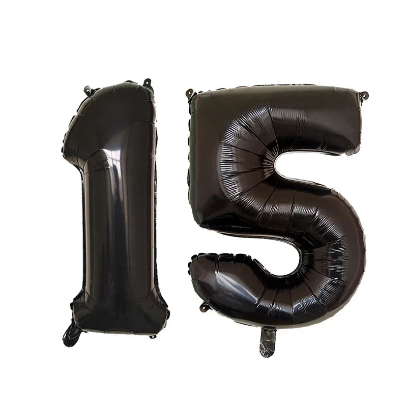 2Pcs 32 Inch Gold Silver Black Blue Red Helium Foil Number Balloon 10 11 12 13 14 15 Happy Birthday Party Decoration Supplies