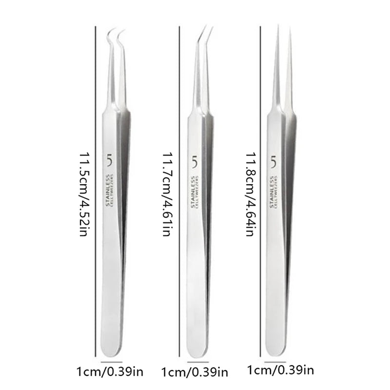 1PC Led Acne Needle Tweezers Blackhead Blemish Pimples Removal Pointed Bend Gib Head Face Care Tools Comedone Acne Extractor