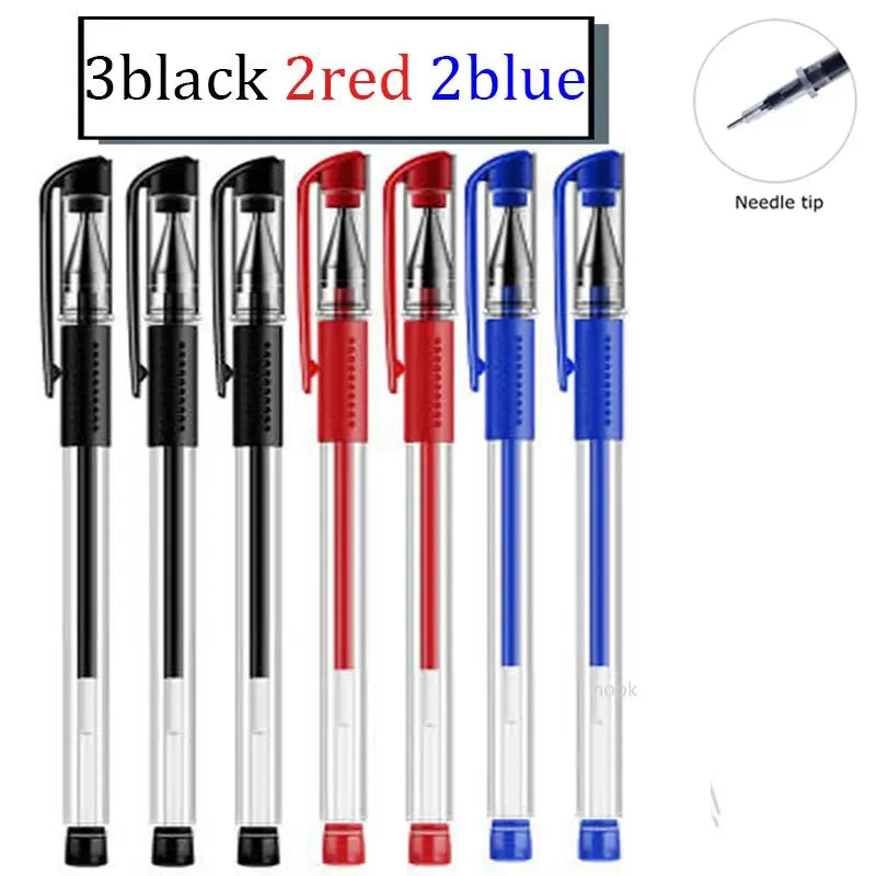 7/35 PCS Gel Pen Set School Supplies Black Blue Red Ink Color Ballpoint Pen Kawaii Pen Writing Tool School Office Stationery