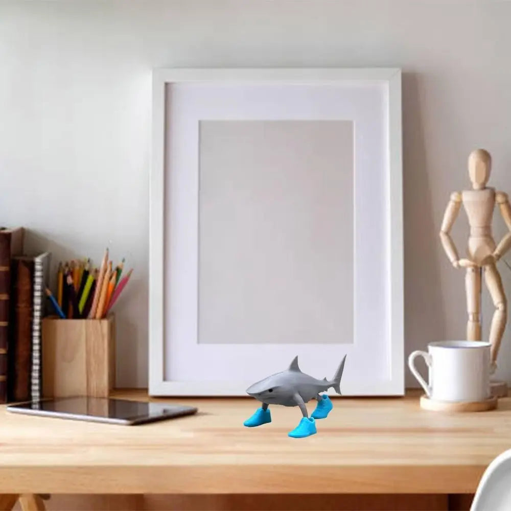 Desk Decor Wear Shoes Sharks 3D Printed Collectible Shark Figurine Toy Shark in Sneakers Statue Shark Meme Figurines