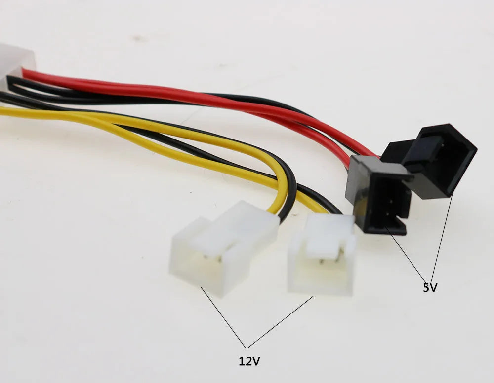 2pc 4-Pin Molex To 3-Pin Fan Power Cable Adapter Connector 12V Computer Cooling Fan Cables For CPU PC Case Fan