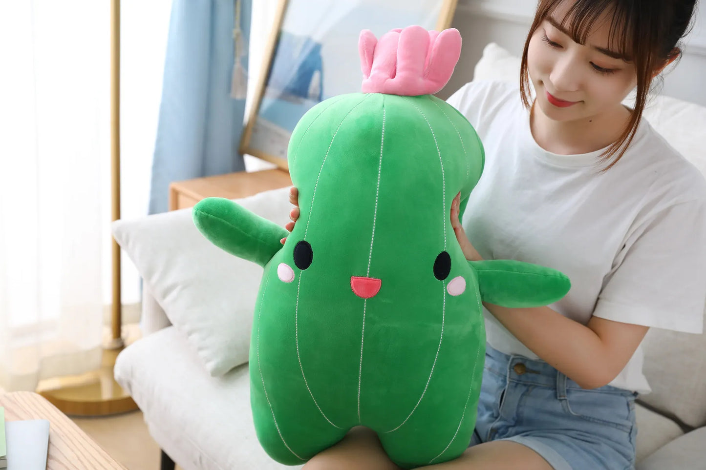 25/40/65cm Kawaii Simulation Cactus Plush Toy Cute Stuffed Plants Plushies Dolls Cartoon Soft Throw Pillow Kids Toys Home Decor
