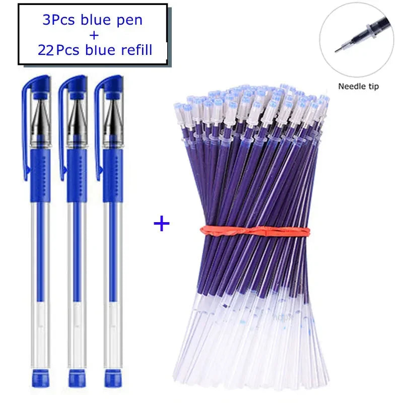 7/35 PCS Gel Pen Set School Supplies Black Blue Red Ink Color Ballpoint Pen Kawaii Pen Writing Tool School Office Stationery