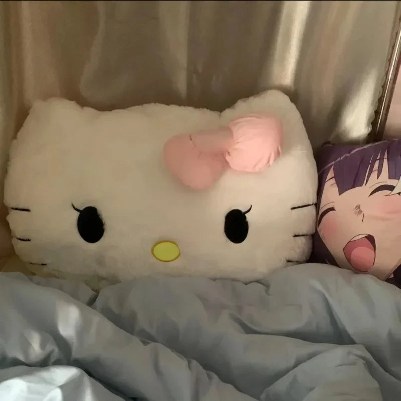 Sanrio Big Size Hello Kitty Back Cushion Stuffed Anime Sofa Bed White Cat Pillow Cuddly Plushies Washable Home Decor Gifts Girl