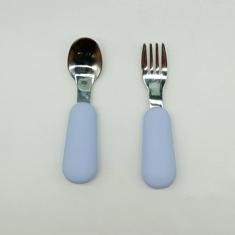 Baby Gadgets Tableware Set Children Utensil Stainless Steel Toddler Dinnerware Cutlery Cartoon Infant Food Feeding Spoon Fork