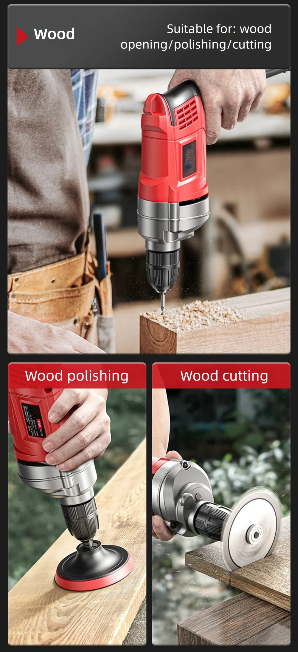 220V 50Hz Impact Drill 0-3000 R/min High Rotation Speed Corded Electric Drill Tool Max 13mm Chuck Controllable Speed 780W