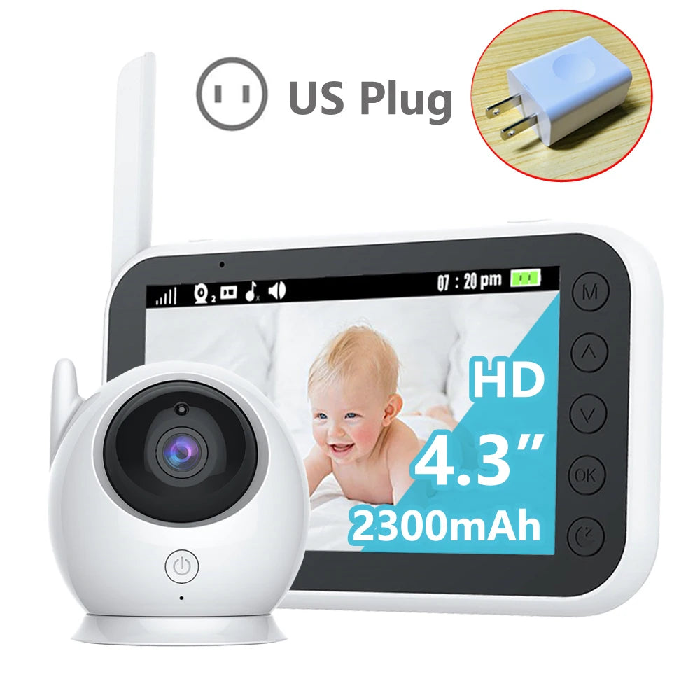 4.3 Inch Baby Monitor with 2000mAh Long Battery Life Video Wireless Camera and Audio Intercom Auto Night Vision Kids Babysitter