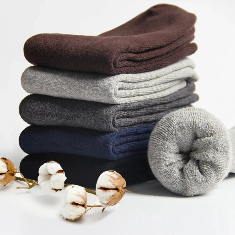 5 Pairs Winter Warm Men’s Socks thick Male Women Socks Super Thicker Solid Socks Winter Socks Against Cold Snow Terry Socks