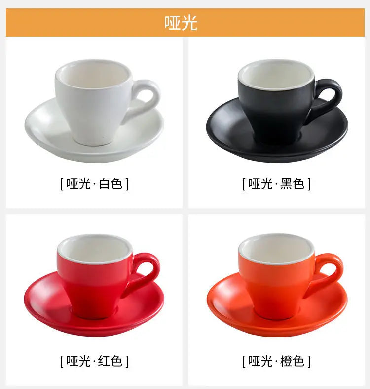 Thickened Ceramic Coffee Cup Set 80ML Italian Espresso Cup Plate Small Cup Colorful with Plate Spoon Drinkware