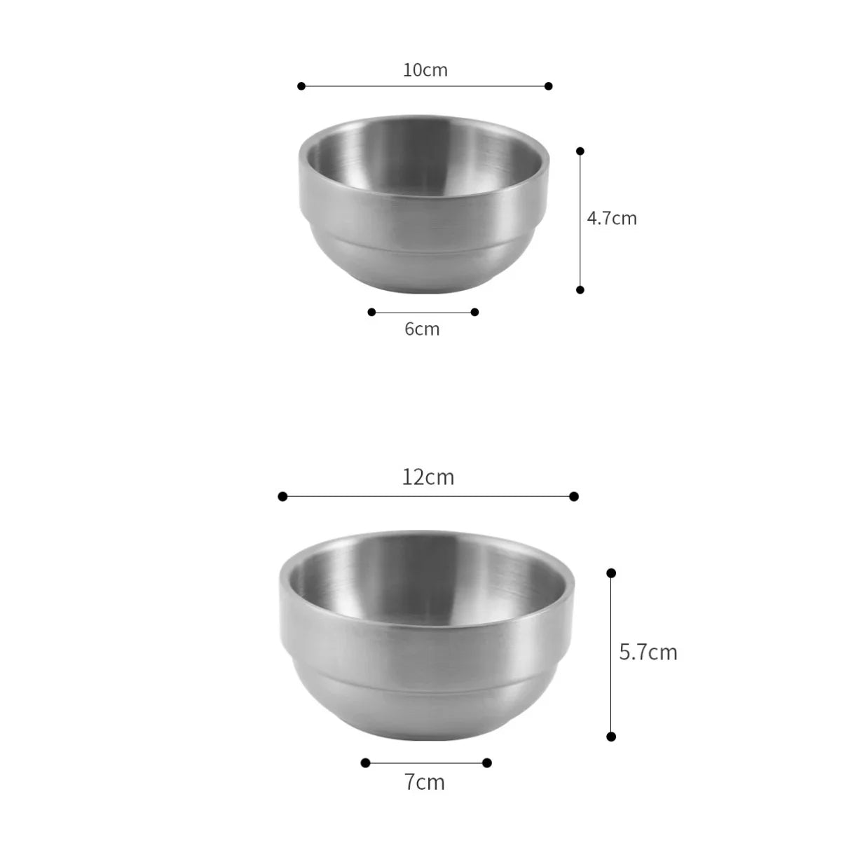 Korean Style Gold Double-layer 304 Stainless Steel Rice Bowl Serving Kimchi and Soup