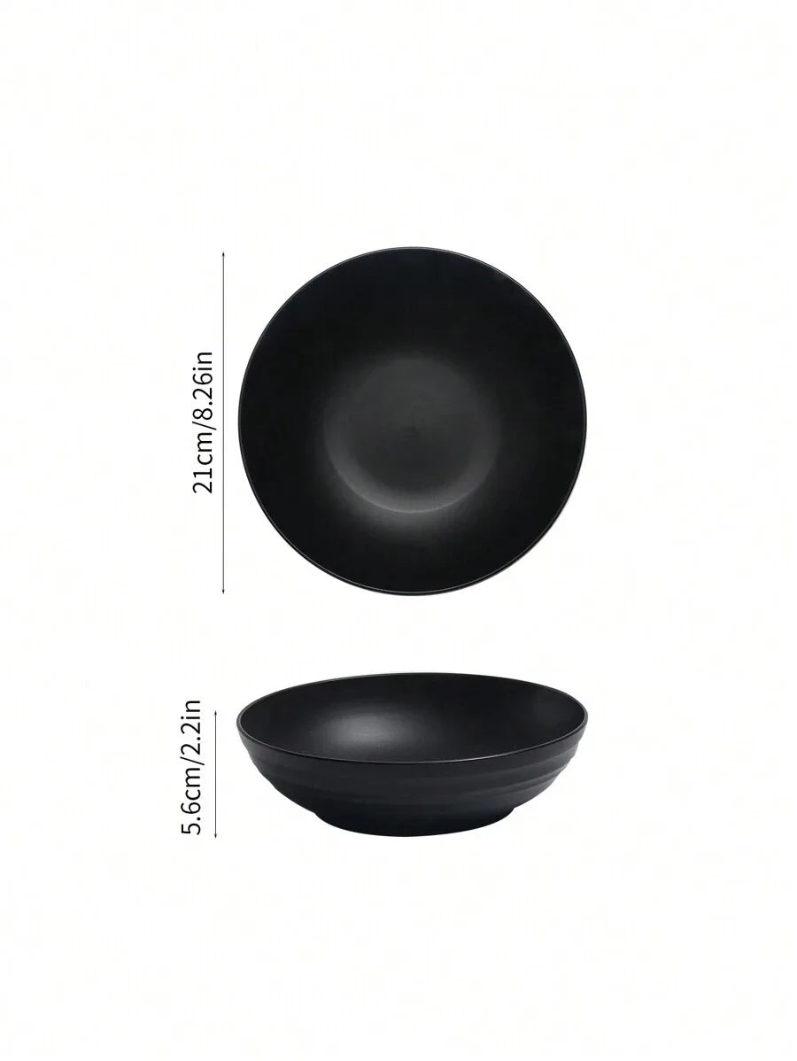 4/8/12pcs Plastic black large bowl, reusable large salad bowl cereal bowl, microwave and dishwasher safe