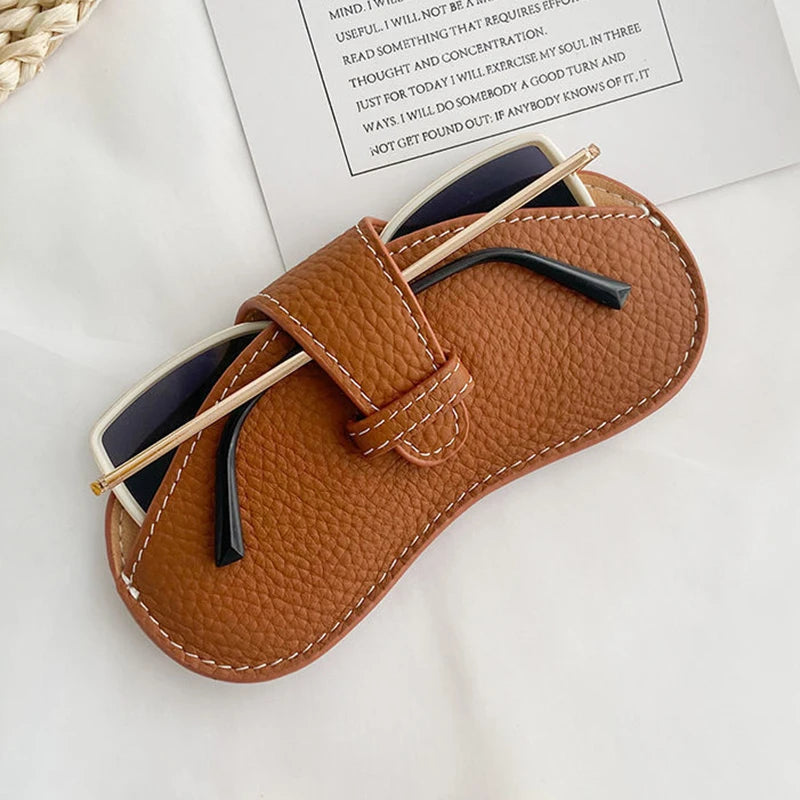 PU Leather Portable Glasses Bag Sunglasses Storage Bags Men and Women Car Glasses Protective Cover Anti-crushing Glasses Clip