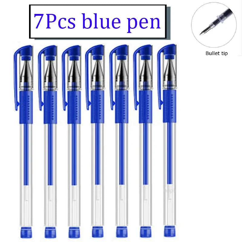 7/35 PCS Gel Pen Set School Supplies Black Blue Red Ink Color Ballpoint Pen Kawaii Pen Writing Tool School Office Stationery