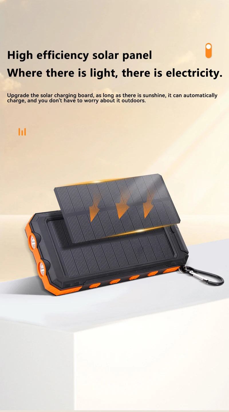 Xiaomi 200000mAh Solar Power Bank Portable Large Capacity Charger Compatible USB-A And USB-C With Flashlight For Xiaomi IPhone