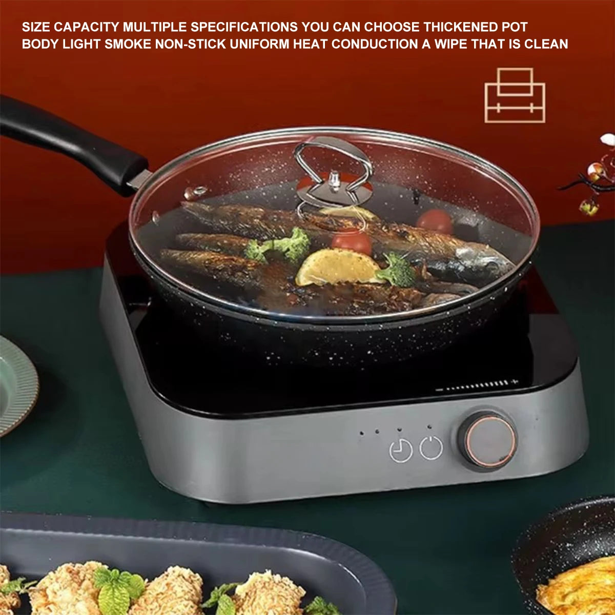 1Pc Flat Non-Stick Frying Pan Medical Stone Fried Egg For Household Steak Frying Pan With Less Oil Smoke Induction Cooker