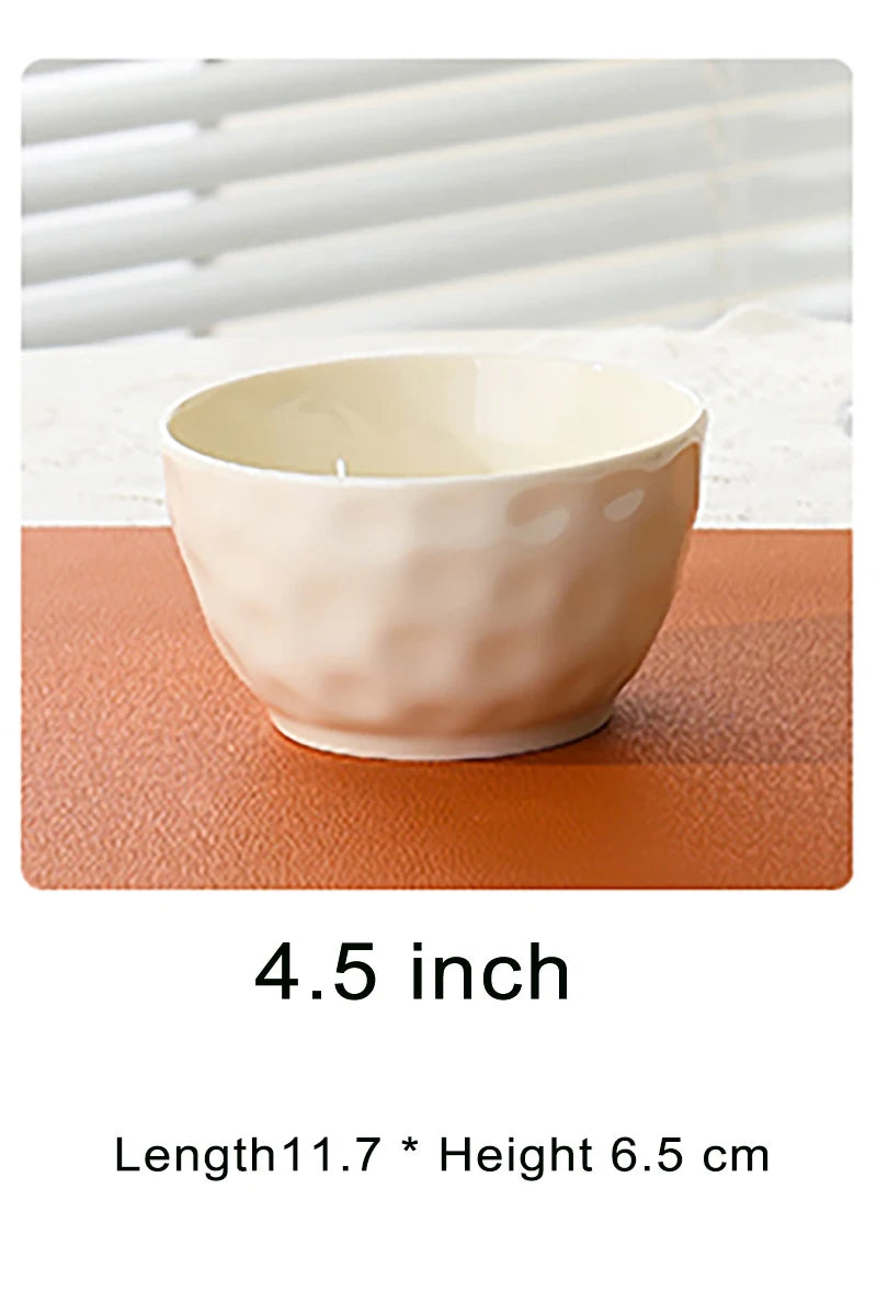 Household Solid Ceramic Rice Bowls 4.5 inch New Soup Tableware Cream Style Green Creative Underglaze Colour Instant Noodles Bowl