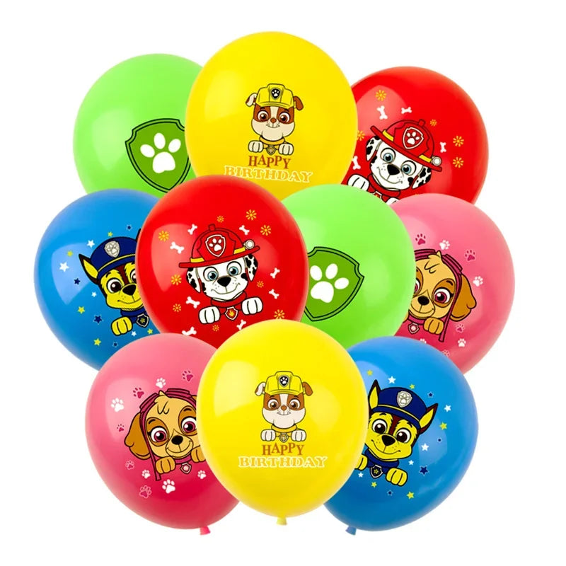 10pcs Paw Patrol Balloons Birthday Party Happy Atmosphere Decoration Supplies Cartoon Patrol Canine Chase Balloon Kids Toy Gifts