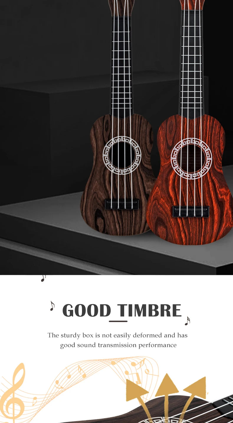 Toy Ukulele Classical Guitar Musical Instrument, Kids Play Early Educational Learning, Adjustable Atrings with Paddles 2 Colors