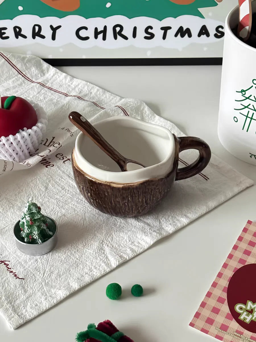 High value ins retro hand-squeezed irregular ceramic mark coconut cup coffee cup oat breakfast water cup