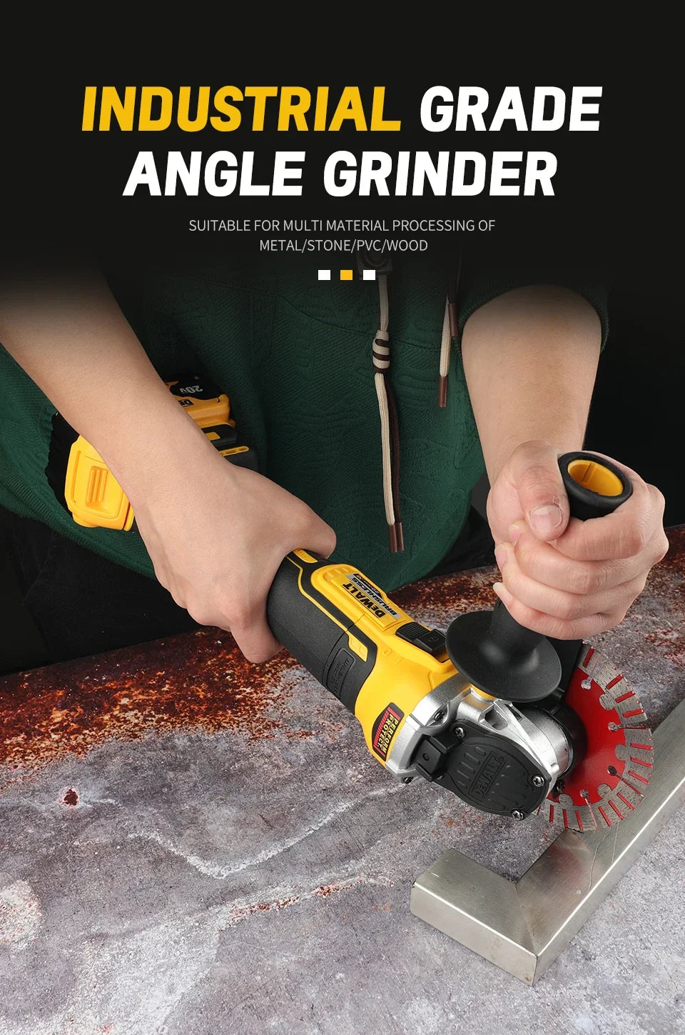 DEWALT DCG405NT 125mm Flat Head Angle Grinder, Bare Machine Tool, Cutting Machine, Lithium Battery Brushless Tool drill motor