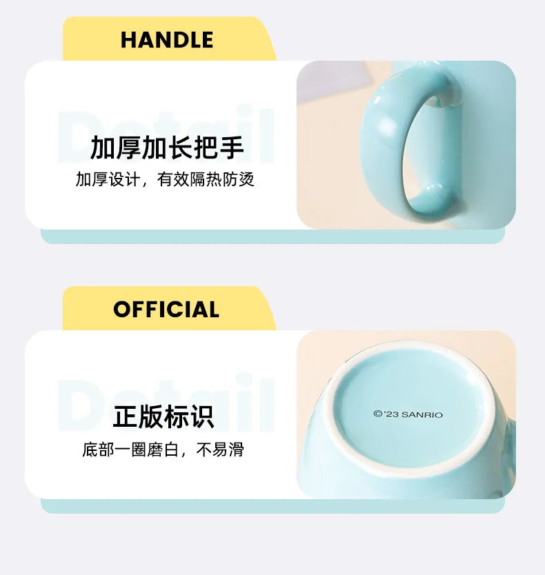 Miniso Sanrio Ceramic Mug Large Capacity 600ml Kuromi Cinnamoroll My Melody Coffee Milk Cup Couple Cup Drinkware Gifts