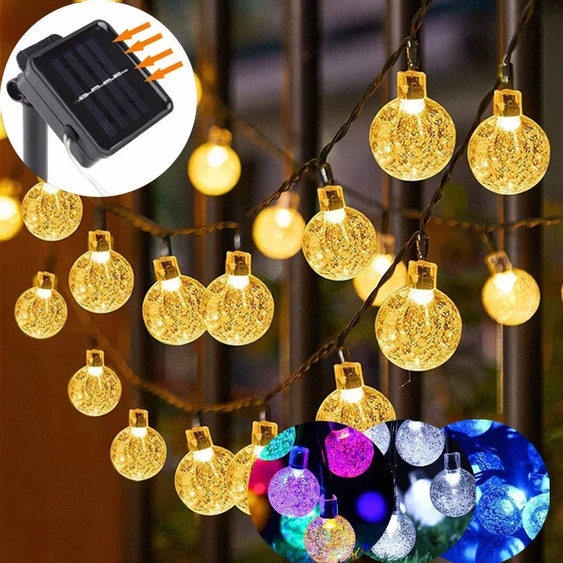 Solar Bubble Ball Light String Lights Outdoor Crystal Globe LED Fairy Lights Garden Party Easter Christmas Wedding Decorations