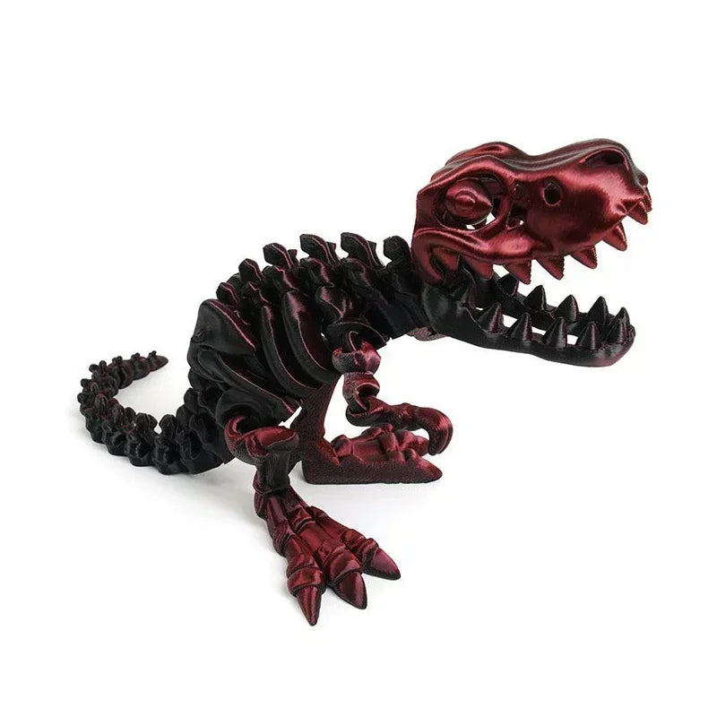 3D Printed Dragon Set Crafts Model Decoration Fidget Toy Rotatable Tyrannosaurus Rex Skeleton Dinosaur Gift for Birthdays