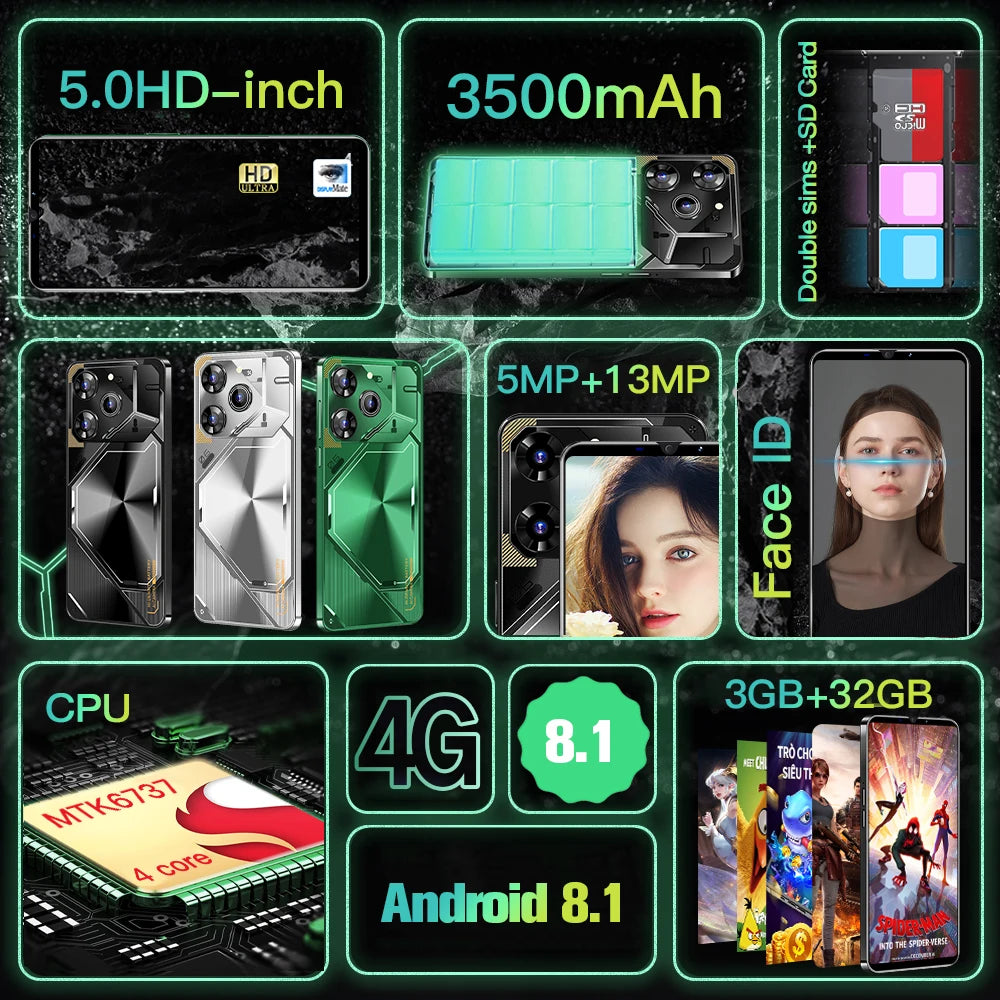 FUFFI-Pova 6 Pro,Smartphone Android,5.0 inch,3+32GB ROM,Dual SIM,3500mAh,Mobile phones,Dual SIM,4G Network,Cellphones