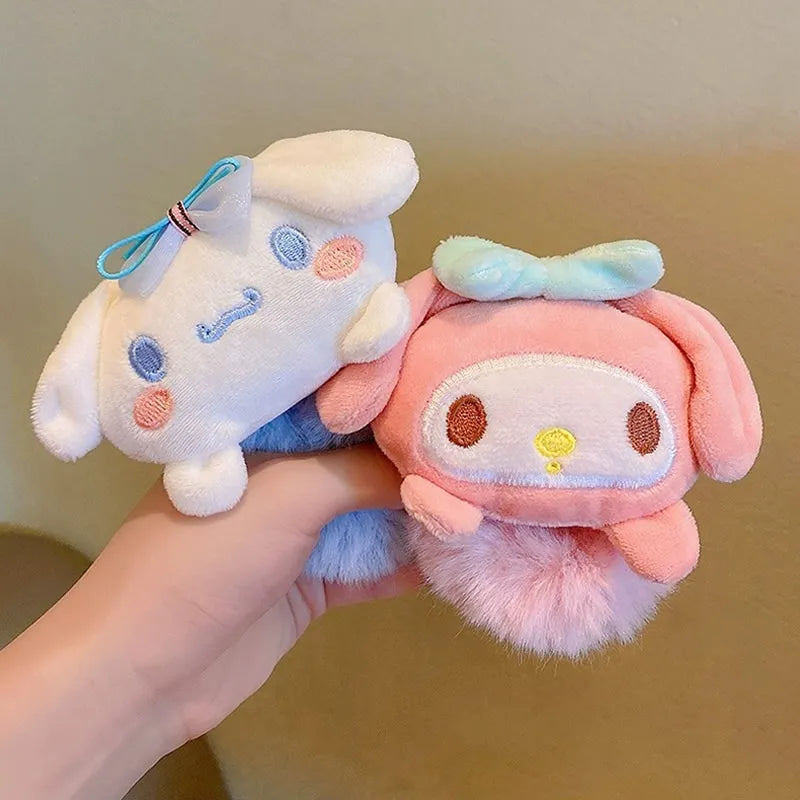 Sanrio Plush Scrunchie Anime Melody Kuromi Cinnamoroll Lady Tie Hair Rubber Band Headdress Girl Hair Accessories Kawaii Hairband