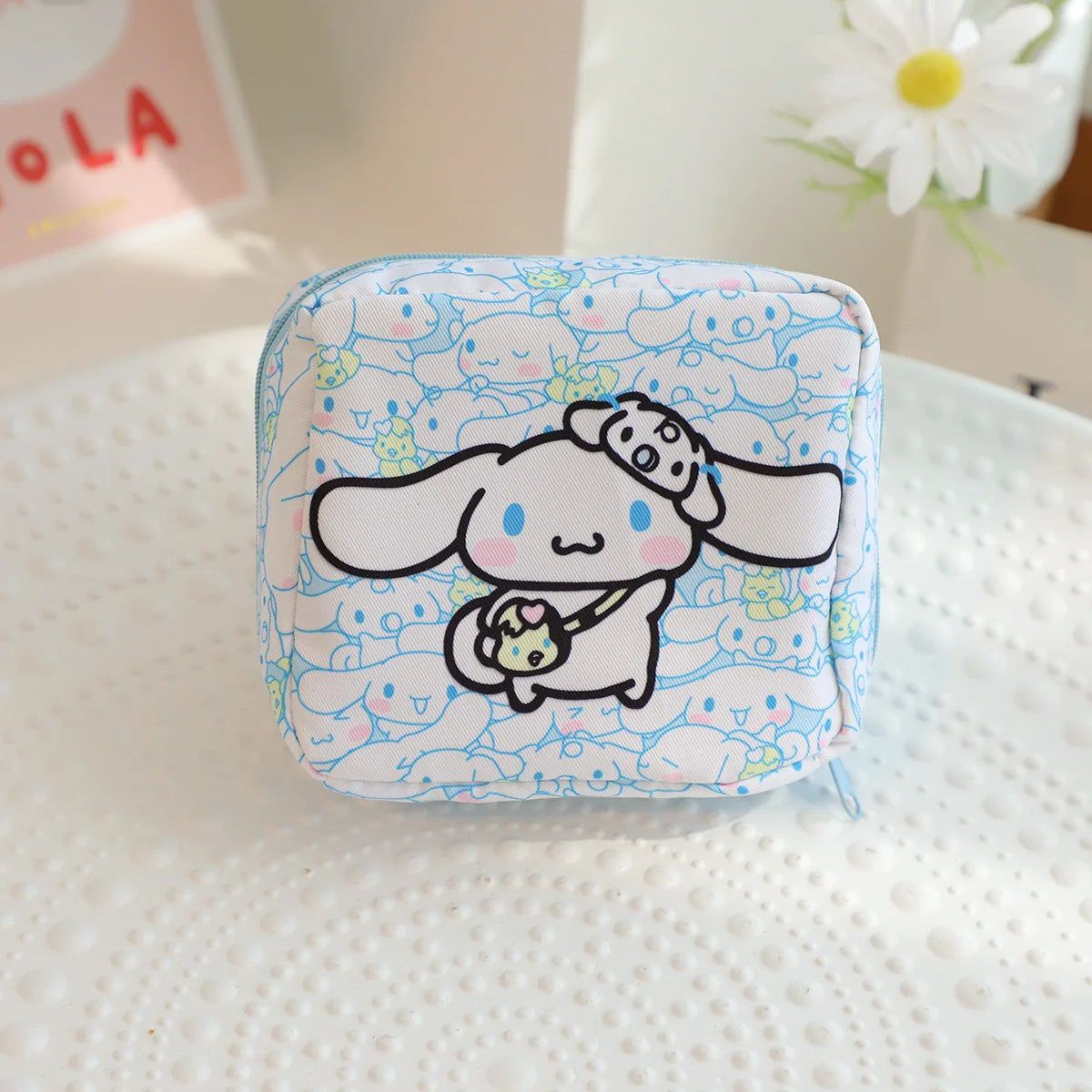 Kawaii Cartoon Kuromi My Melody Hello Kitty Menstrual Bag Cute Girly Purse Portable High Capacity Sanitary Napkin Storage Bag