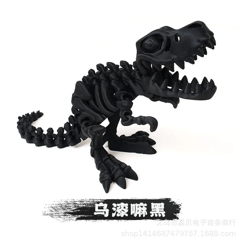 3D Printed Dragon Set Crafts Model Decoration Fidget Toy Rotatable Tyrannosaurus Rex Skeleton Dinosaur Gift for Birthdays