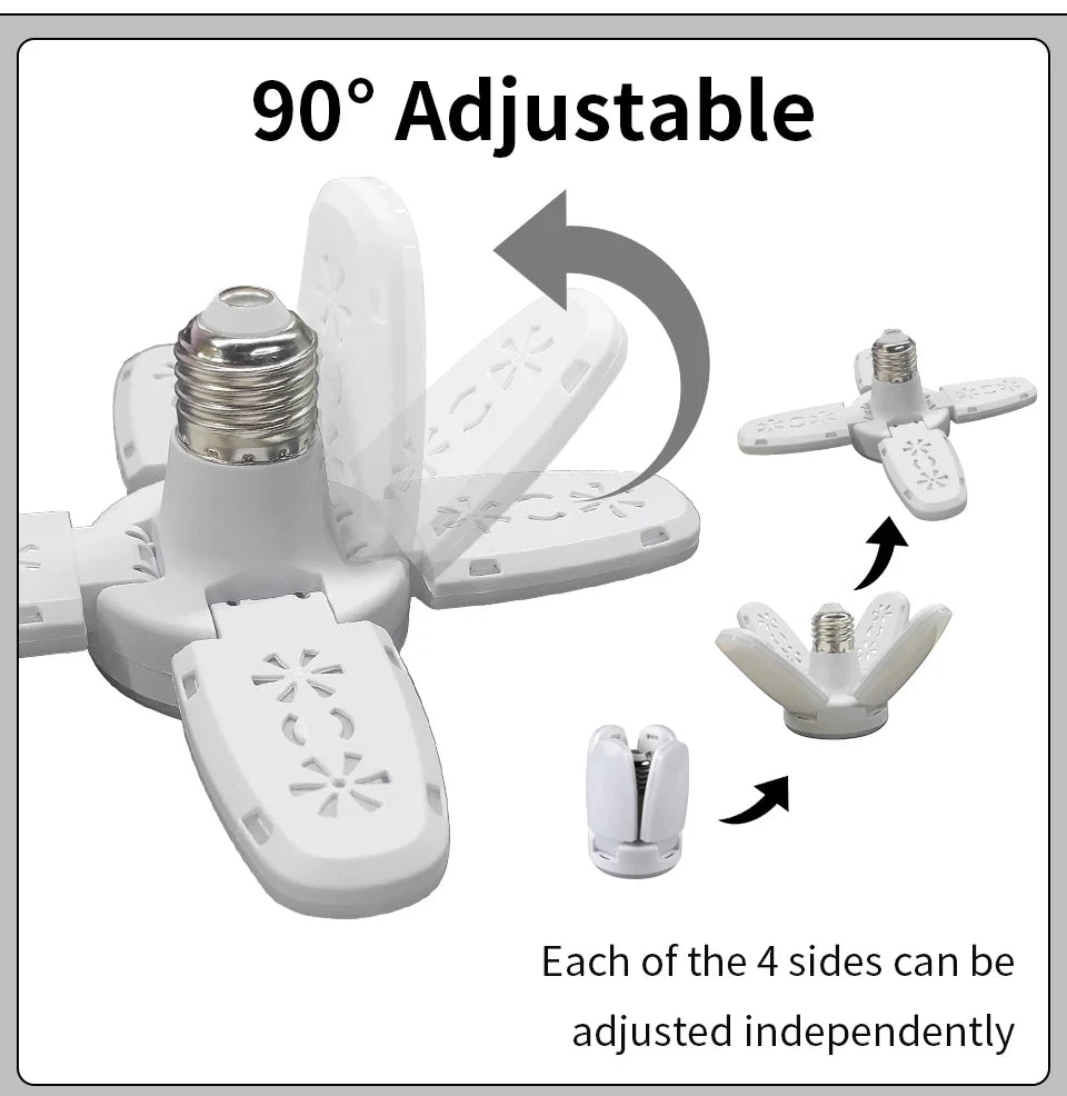 E27 Foldable Fan Shape LED Bulb Lamp  220V 110V 40 LEDs Light Bulbs For Home Ceiling Lamp Warehouse Garage  White Light 6500