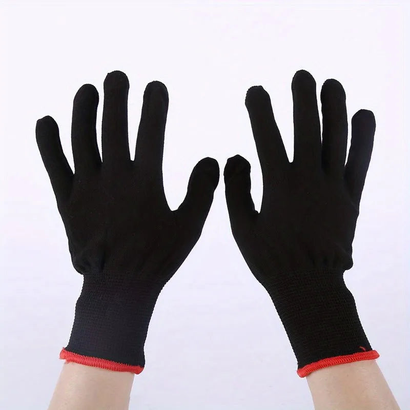 A set of breathable nylon garden work gloves, without PU coating and silicone, not waterproof, used for excavation and planting