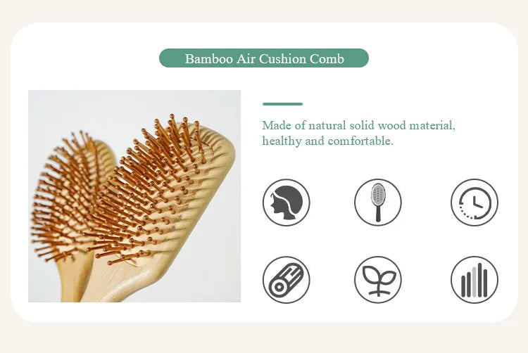 Bamboo Hair Brush Air Bag Wide Teeth Bamboo Combs Smooth Massage Scalp Brush Barber Comb Women Hairdressing Styling Hair Tools