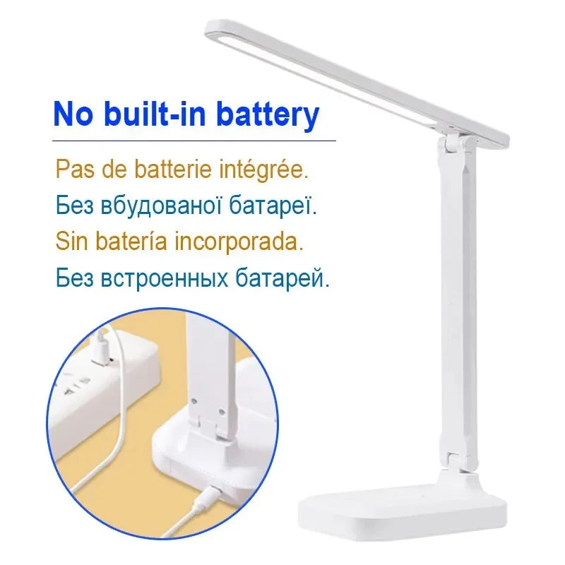 Folding Table Lamp Eye Protection Touch Dimmable LED Desk Lamp Bedroom Bedside Study Student Reading USB Plug-in Night Light
