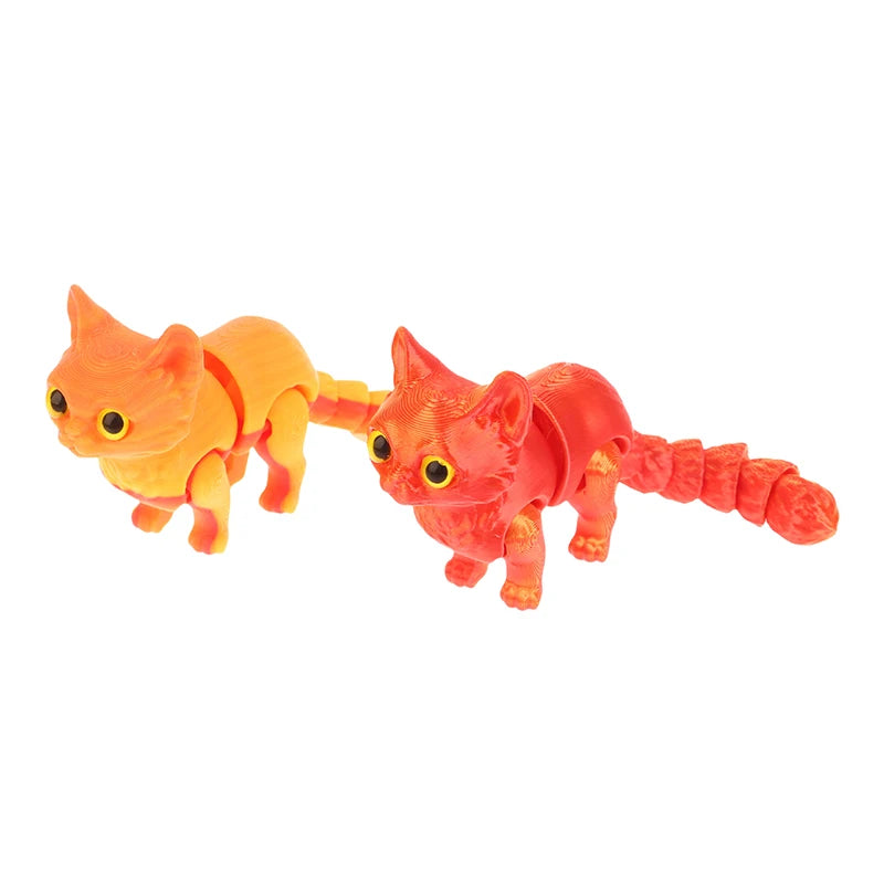 High Quality 1 Piece 3D Printed Cute Kitten With Movable Tail Joint Children's Gift Toy Model Car Ornament