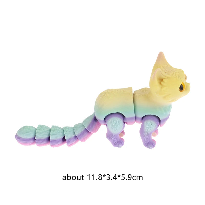 High Quality 1 Piece 3D Printed Cute Kitten With Movable Tail Joint Children's Gift Toy Model Car Ornament