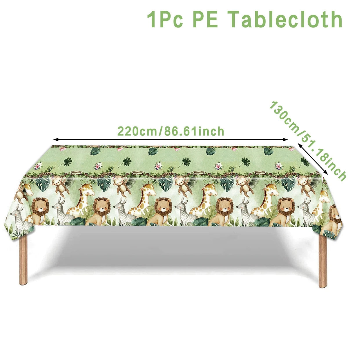 Jungle Animals Birthday Decoration Tablecloth Wild One Baby Shower Boy Kids Woodland Safari Bithday Party Supplies