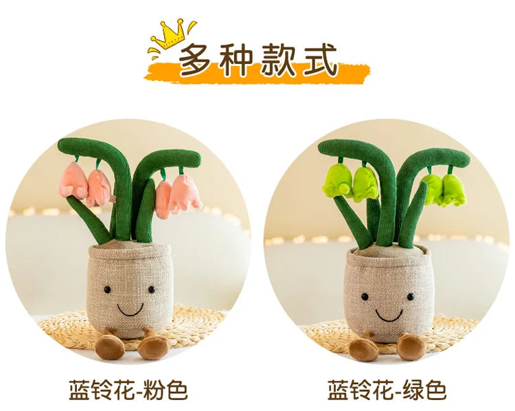 Lifelike Tulip Succulent Plants Plush Stuffed Decoration Toy Soft Decor Doll Potted Flowers Pillow for Girls Gift