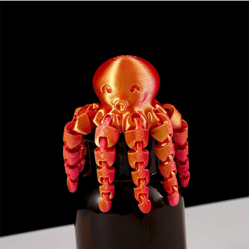 12cm 3D Printed Octopus Figurine with Flexible Joints for Home Office Desk Decoration Ocean Animal Table Ornament Ideal Gift Toy