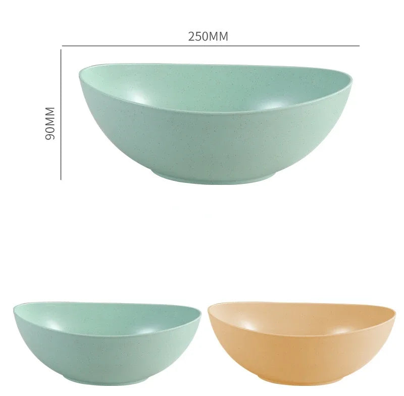 Eco-Friendly Wheat Straw Household Bowl Large Kitchen Fruit Salad Vegetable Dish Creative Microwavable Food Bowl Hot Sale