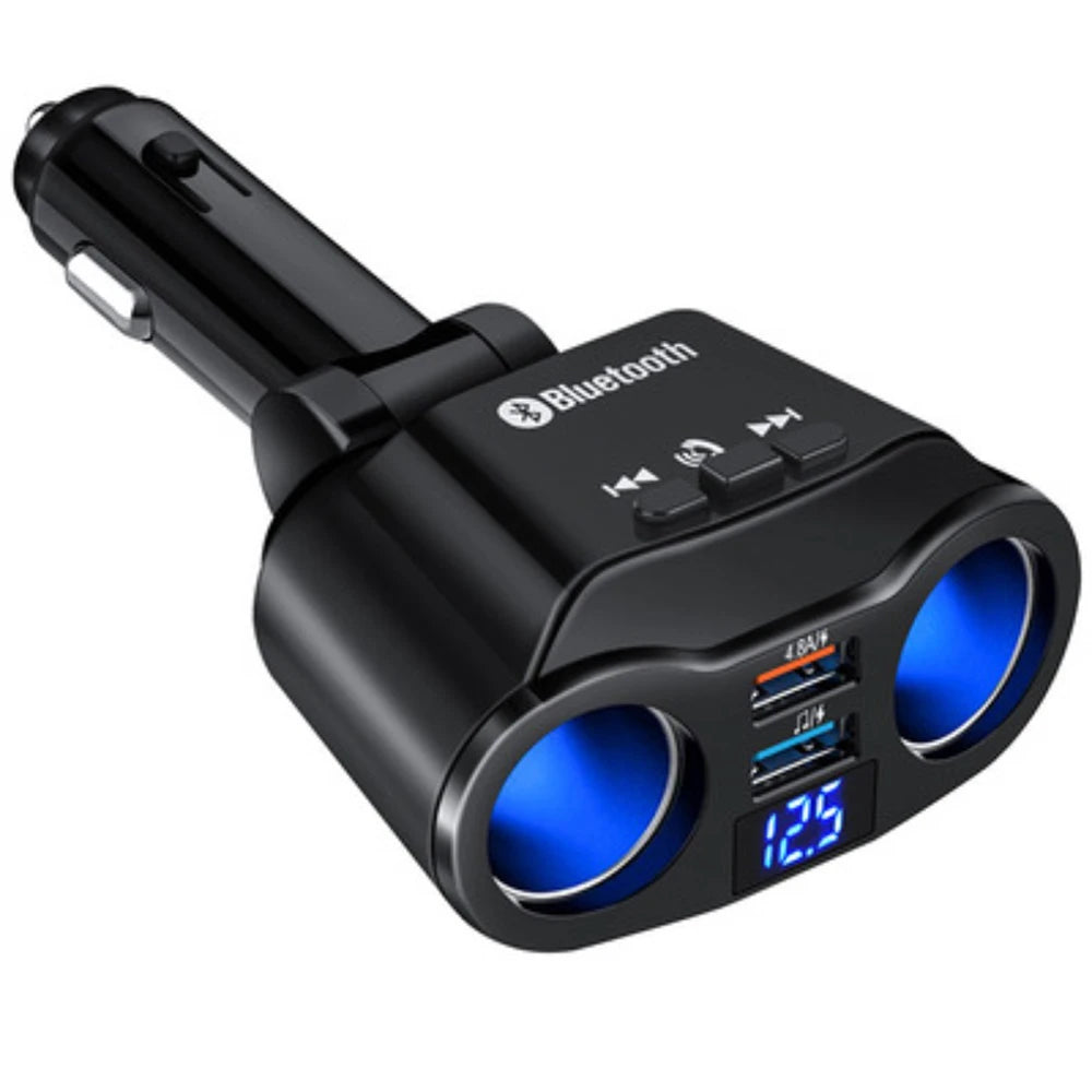Car Cigarette Lighter Splitter Charger Dual USB QC 3.0 Quick Charge 12V Auto FM Transmitters Bluetooth Hands-free Call Sockets