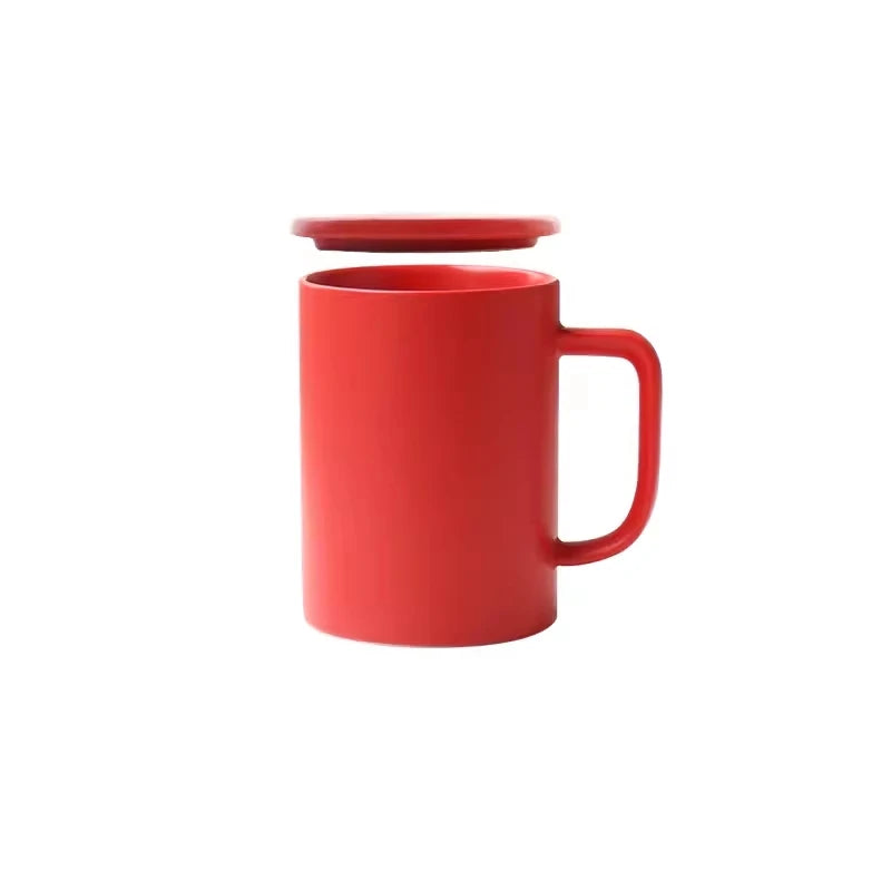 400/420/450/520ml European Ceramic Black Matte Large Capacity Mug High End Creative Simple Matte Coffee Cup with Spoon Water Cup