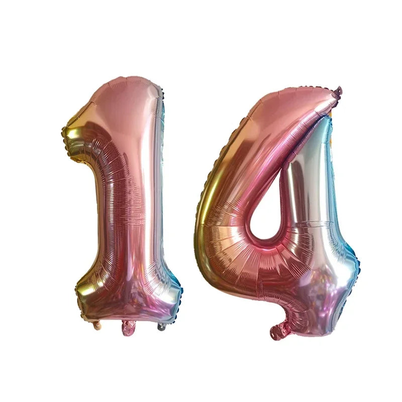 2Pcs 32 Inch Gold Silver Black Blue Red Helium Foil Number Balloon 10 11 12 13 14 15 Happy Birthday Party Decoration Supplies