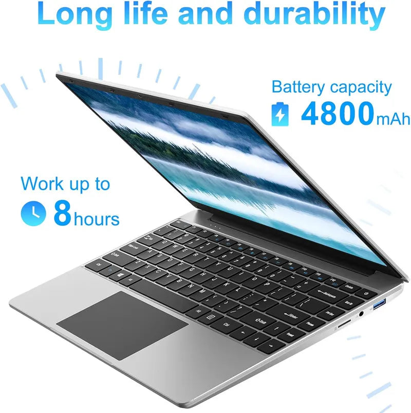 14 Inch  Windows 11 Computer Laptop PC 12GB LPDDR4 RAM 256GB SSD ROM  4-Core Processor WIFI 1080p FHD IPS Screen with Celeron