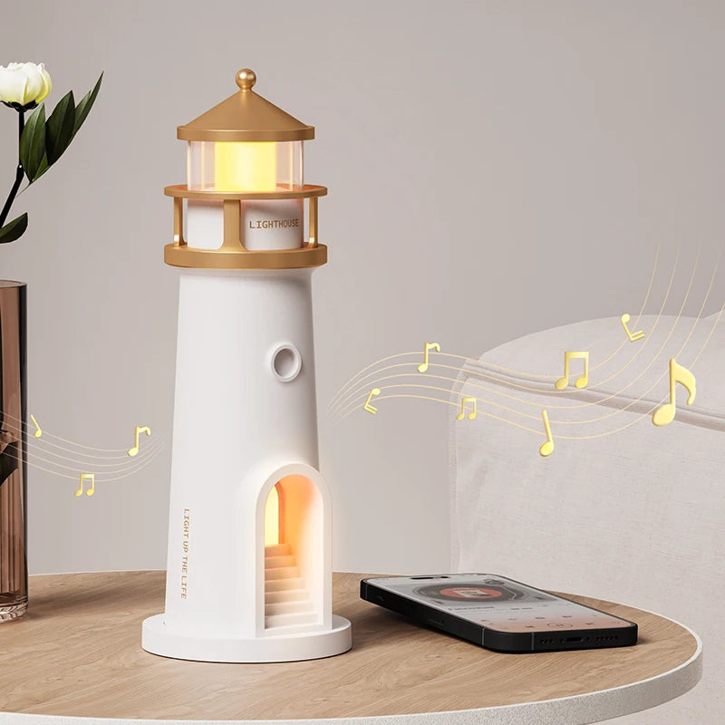 Floating Moon Lamp Projection Lighthouse Lamps Night Light Remote Control Bluetooth Speakers Motion Sensor Light Room Decor Gift