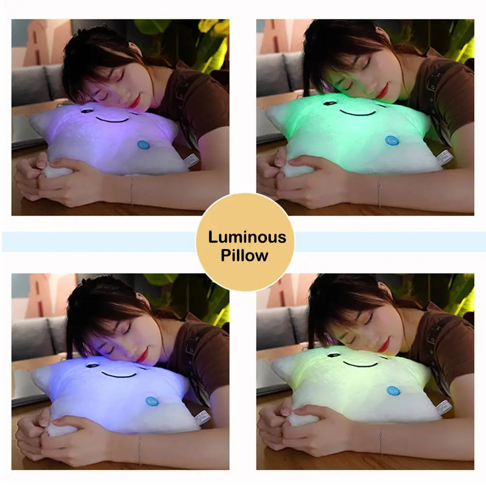 Luminous Star Pillow Stuffed Plush Glowing Colorful Stars Cushion Led Light Toys Gift Creative Toy For Kids (Exclude Battery)