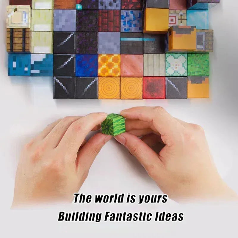 Magnetic Building Blocks Mine World Magnet Cube for Stacking Construction Set Educate Sensory Toys Kids Boys Girls Ages 3+ DIY